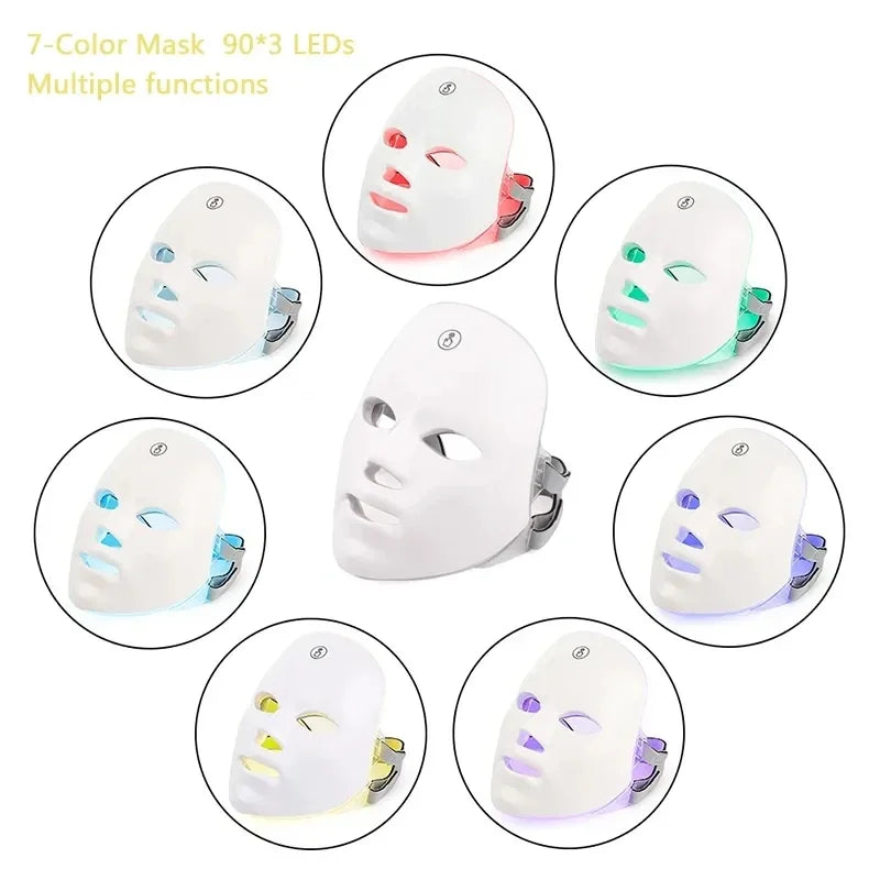 Facial LED Mask 7 Colors LED Photon Beauty Mask Skin Rejuvenation Home Face Lifting Whitening Skin Care Beauty Mask