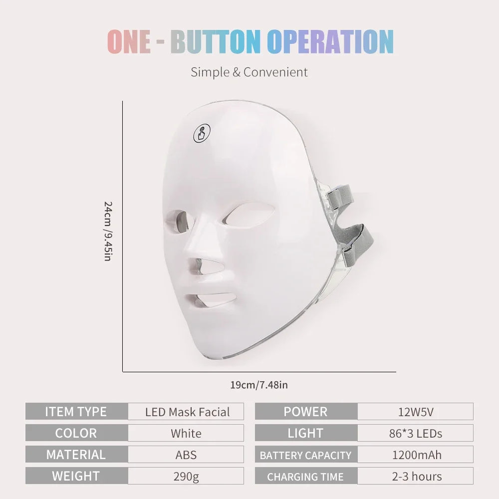 Facial LED Mask 7 Colors LED Photon Beauty Mask Skin Rejuvenation Home Face Lifting Whitening Skin Care Beauty Mask