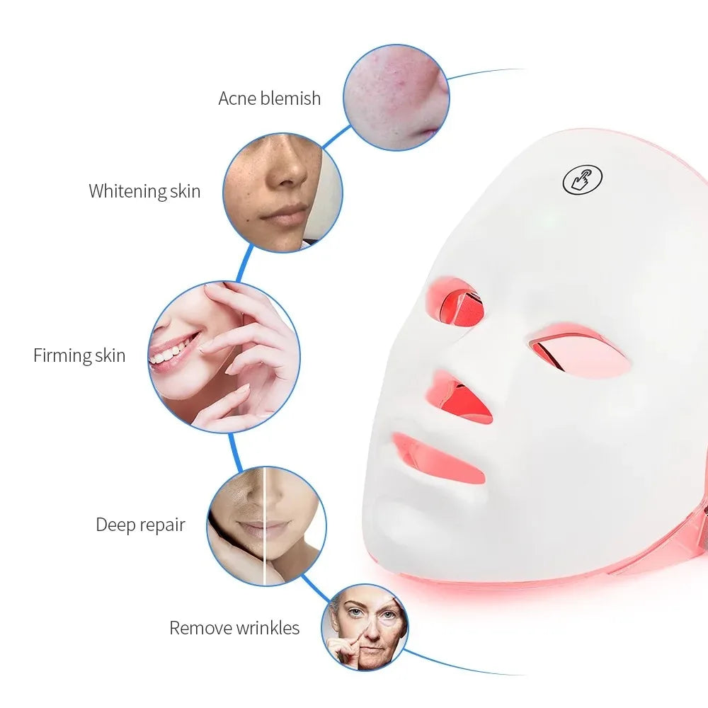 Facial LED Mask 7 Colors LED Photon Beauty Mask Skin Rejuvenation Home Face Lifting Whitening Skin Care Beauty Mask